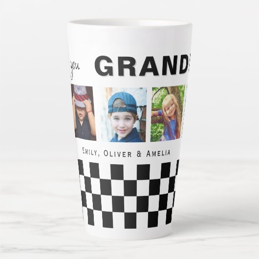 私たちは愛のおじいちゃんチェスのパターン5写真記念 カフェラテマグ (正面)