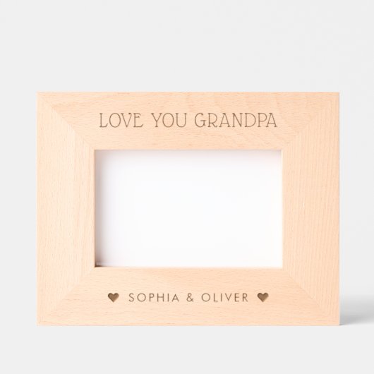 私たちは愛のおじいちゃん、孫の名前の写真 レーザー彫刻フレーム (正面)