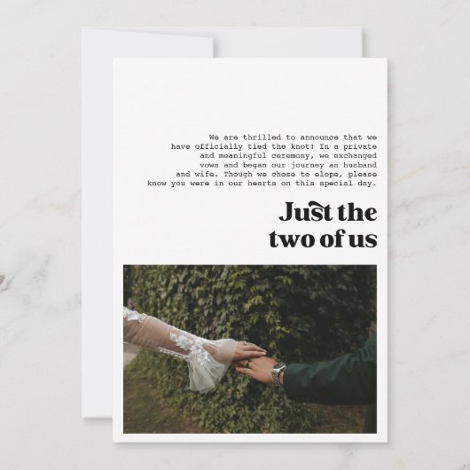 私たちは愛を結んだ 大胆 レトロ 結婚 写真 案内状 (裏面)