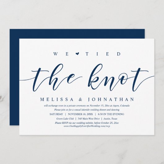 私たちは愛を誓った, 結婚 ふたりだけの挙式後のディナー パーティー 招待状 (正面/裏面)