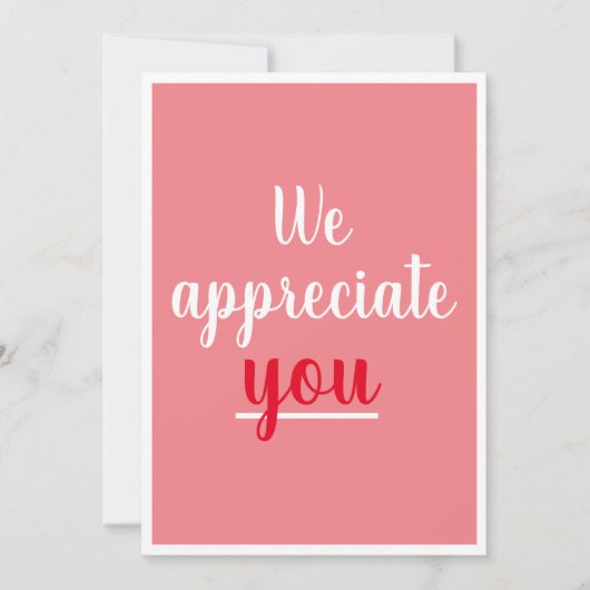 私たちは感謝する素敵なジェスチャーありがとうピンク サンキューカード (正面)