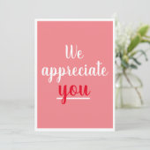 私たちは感謝する素敵なジェスチャーありがとうピンク サンキューカード (スタンド正面)