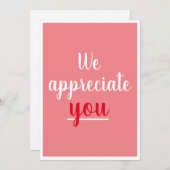私たちは感謝する素敵なジェスチャーありがとうピンク サンキューカード (正面/裏面)