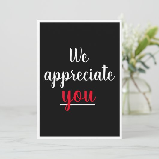 私たちは感謝する素敵なジェスチャーありがとうブラック サンキューカード (スタンド正面)