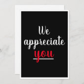 私たちは感謝する素敵なジェスチャーありがとうブラック サンキューカード (正面/裏面)