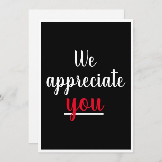 私たちは感謝する素敵なジェスチャーありがとうブラック サンキューカード (正面/裏面)