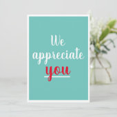 私たちは感謝の素敵なジェスチャーサンキューティール（緑がかった色） サンキューカード (スタンド正面)