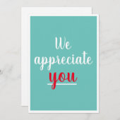 私たちは感謝の素敵なジェスチャーサンキューティール（緑がかった色） サンキューカード (正面/裏面)