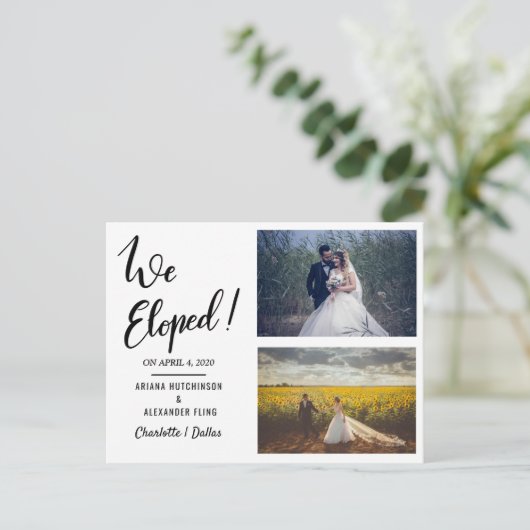 私たちは手書きカジュアルの2結婚枚の写真を削除した 案内ポストカード (スタンド正面)