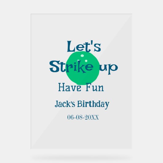 私たちは打ち上げようおもしろいグリーンボールの誕生日の名前 アクリルサイン (正面)