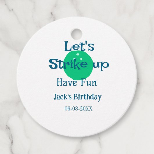 私たちは打ち上げようおもしろいグリーンボールの誕生日の名前 フェイバータグ (正面)