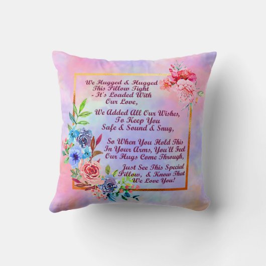 私たちは抱きしめ、私たちはあなたを愛するこの枕を抱きしめたフローラ クッション (裏面)