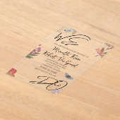 私たちは押された花の惨めなガーデンシック結婚ズ アクリル招待状 (レイダウン)