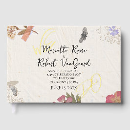 私たちは押された花の惨めなガーデンシック結婚ズ ゲストブック