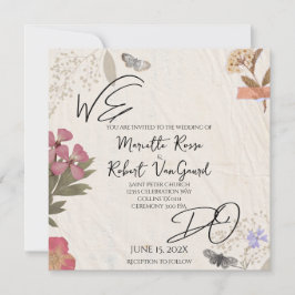 私たちは押された花の惨めなガーデンシック結婚ズ 招待状