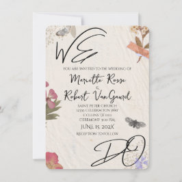 私たちは押された花の惨めなガーデンシック結婚ズ 招待状