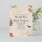 私たちは押された花の惨めなガーデンシック結婚ズ 箔招待状 (立ち正面)