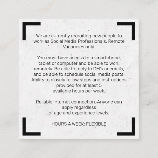 私たちは採用している スクエア名刺 (裏面)