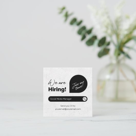 私たちは採用している スクエア名刺 (スタンド正面)