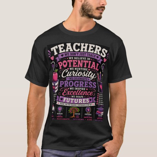私たちは教えるだけじゃない。可能性を信じる Tシャツ (正面)