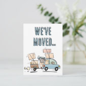 私たちは新しいアドレスの漫画を移おもしろい動した ポストカード (スタンド正面)