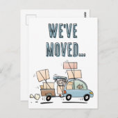 私たちは新しいアドレスの漫画を移おもしろい動した ポストカード (正面/裏面)