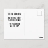 私たちは新しいアドレスの漫画を移おもしろい動した ポストカード (裏面)