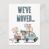 私たちは新しいアドレスの漫画を移おもしろい動した ポストカード (正面)