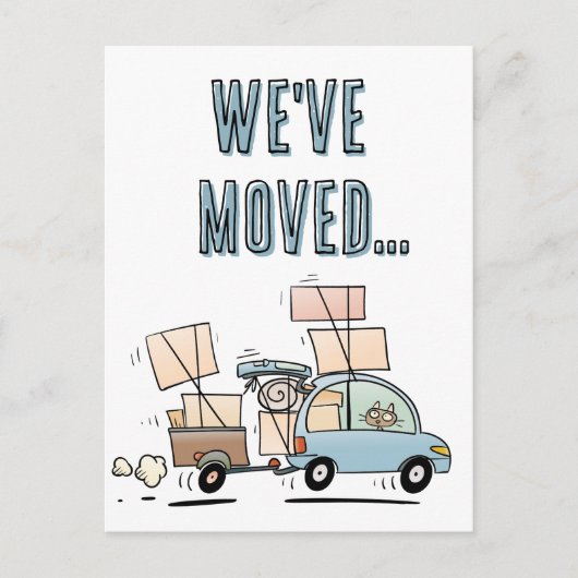私たちは新しいアドレスの漫画を移おもしろい動した ポストカード (正面)