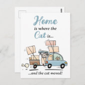 私たちは新しいアドレスを移動した家は猫がいる ポストカード (正面/裏面)