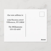 私たちは新しいアドレスを移動した家は猫がいる ポストカード (裏面)