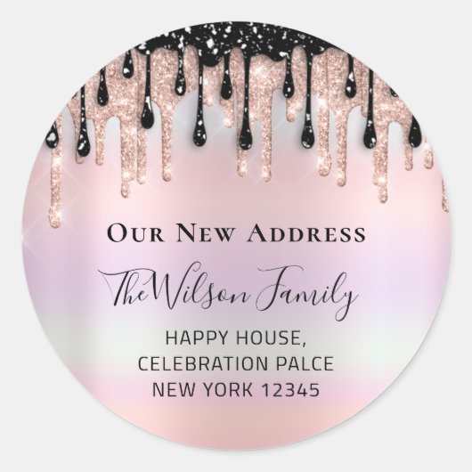 私たちは新しいアドレスパステルのRSVP変更を移動した ラウンドシール (正面)