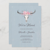 私たちは新しいアドレス素朴牛スカルフローラを移動 案内状 (正面/裏面)