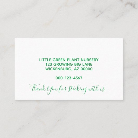 私たちは新しいビジネスのアドレス幸運な竹を移動 名刺 (裏面)