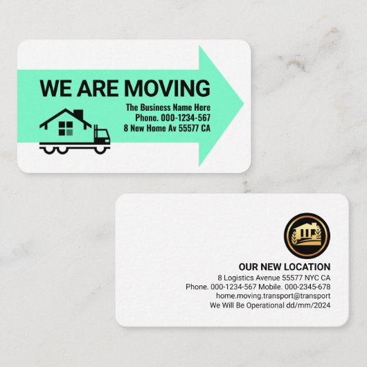 私たちは新しいビジネスの場所を移動している 名刺 (正面/裏面)