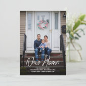 私たちは新しいホームTypogrtpahy家族の写真を移動 案内状 (スタンド正面)