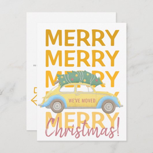 私たちは新しい家のクリスマス休暇を移動した 案内ポストカード (正面/裏面)