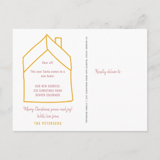 私たちは新しい家のクリスマス休暇を移動した 案内ポストカード (裏面)