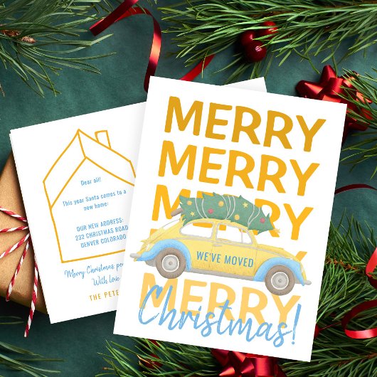 私たちは新しい家のクリスマス休暇を移動した 案内ポストカード