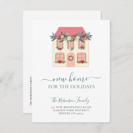 私たちは新しい家の休日のクリスマス移動を移動した 案内ポストカード (正面/裏面)