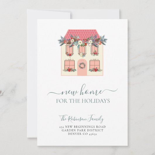 私たちは新しい家の休日のクリスマス移動を移動した 案内状 (正面)