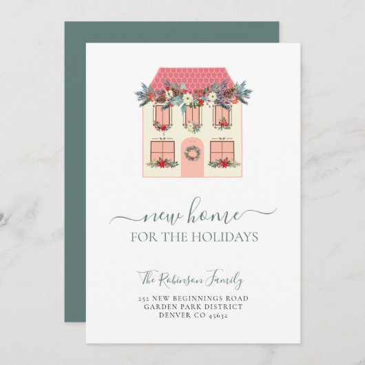 私たちは新しい家の休日のクリスマス移動を移動した 案内状 (正面/裏面)