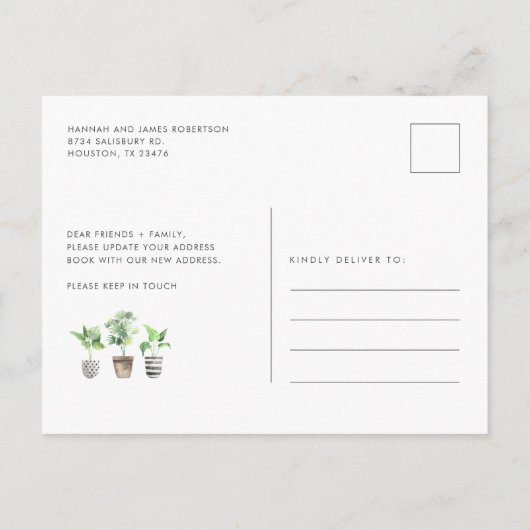 私たちは新しい根の植物移動を植えた 案内ポストカード (裏面)