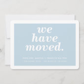 私たちは新しモダンい住所ミニマルベビーブルー移動 案内状 (正面)