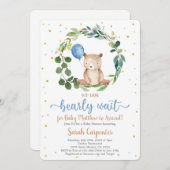 私たちは早くベビーシャワーボーイを待つことができる 招待状 (正面/裏面)