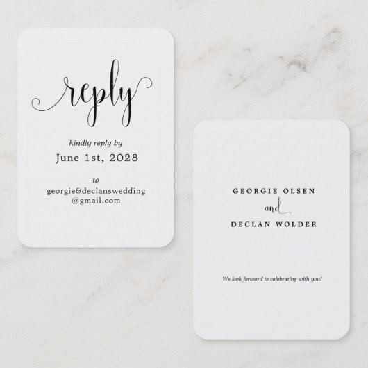 私たちは書道の結婚オンラインRSVPカードを行う 名刺 (正面/裏面)