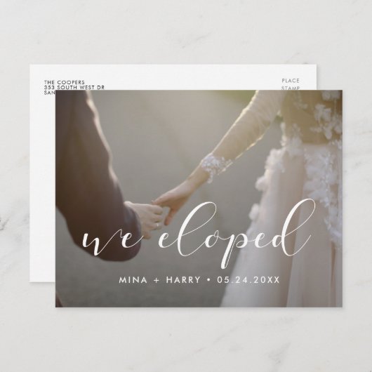 私たちは書道エレガント写真を駆け落ちた ポストカード (正面/裏面)