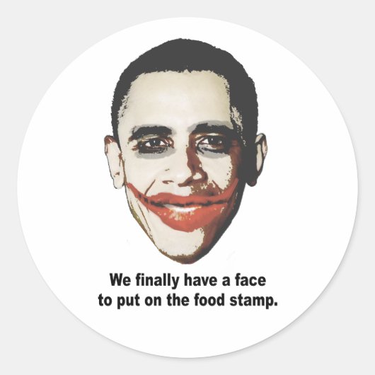 私たちは最終的にフードスタンプを付ける顔を持っている ラウンドシール (正面)