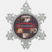 私たちは最高のタータンチェックのママの4枚の写真 スノーフレークピューターオーナメント (正面)