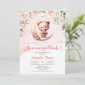 私たちは月とバックガールベイビーシャワーにあなたを愛している 招待状 (スタンド正面)